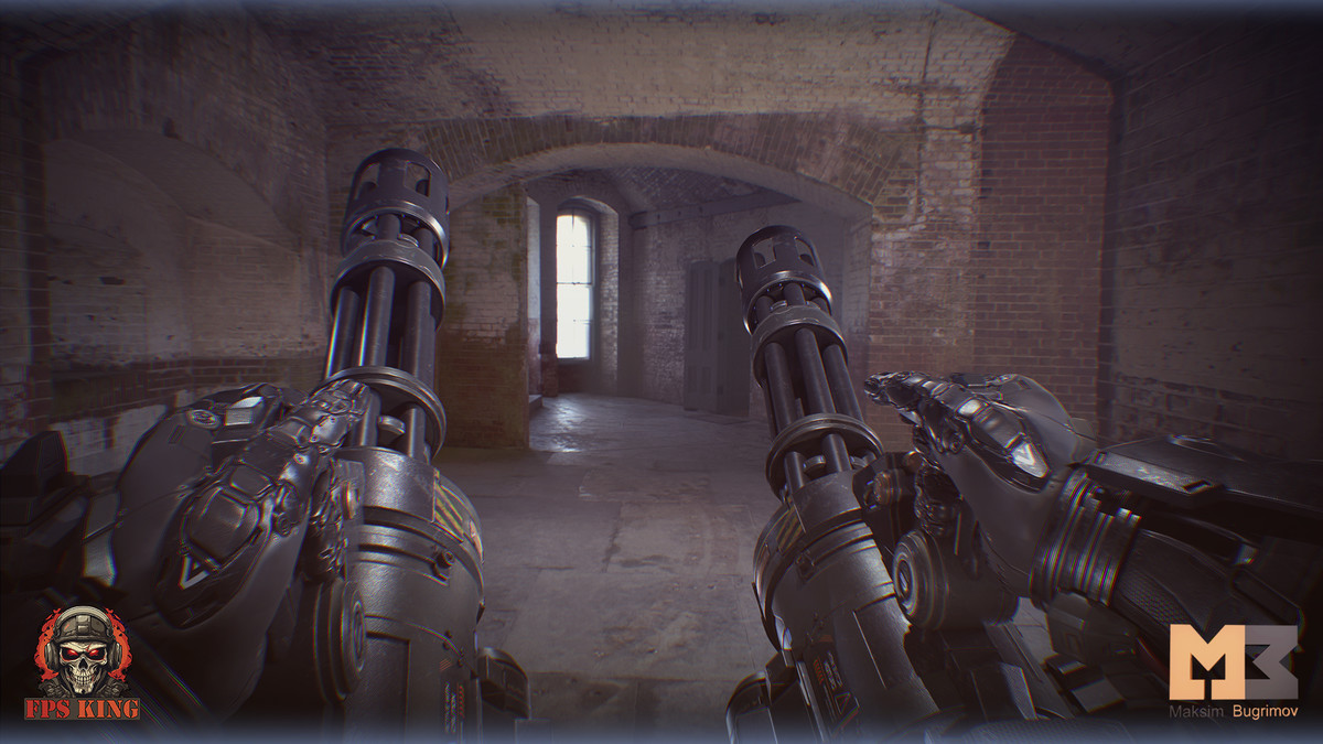 FPS Sci-Fi Hands Two Gatlings