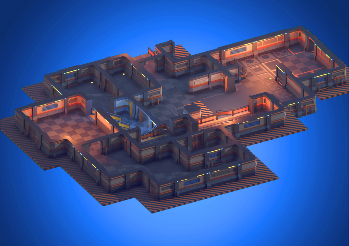 Low Poly Sci-Fi Modular Kit - Space Station Walls, Floors & Doors (URP)