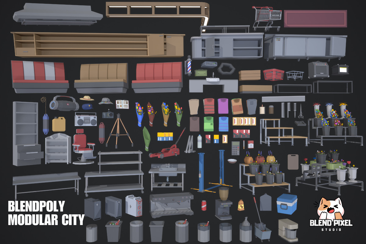 BlendPoly Modular City - Low Poly Assets