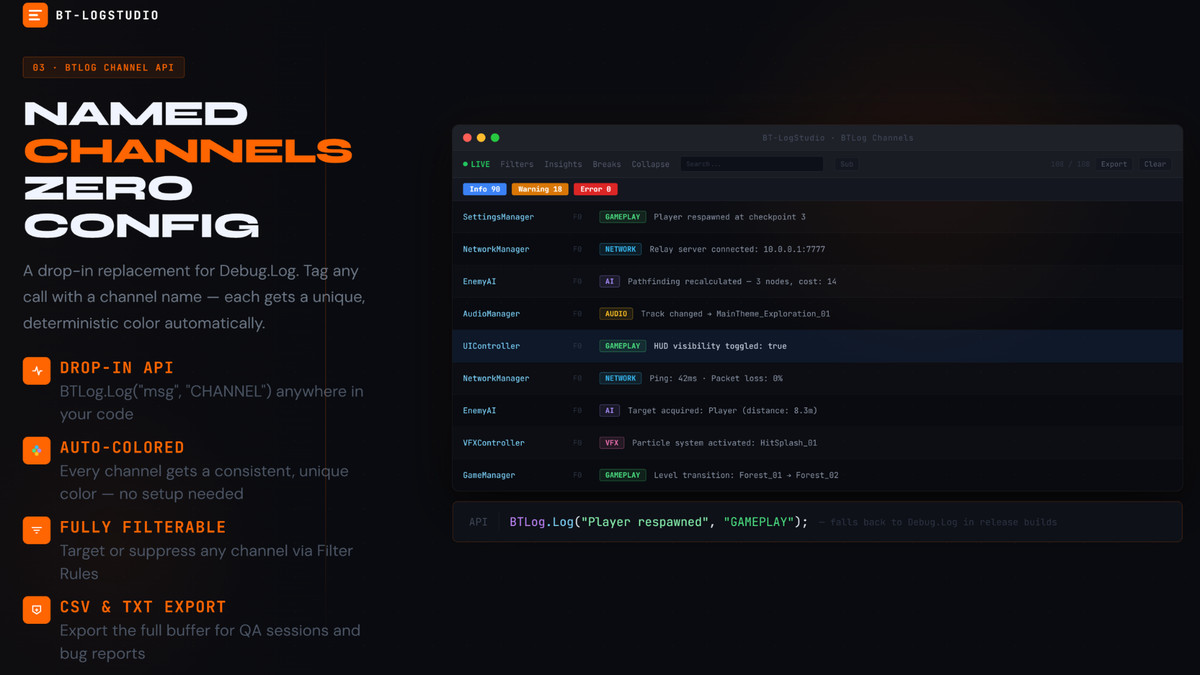 BT-LogStudio: Advanced Debug Console & Log Filter System