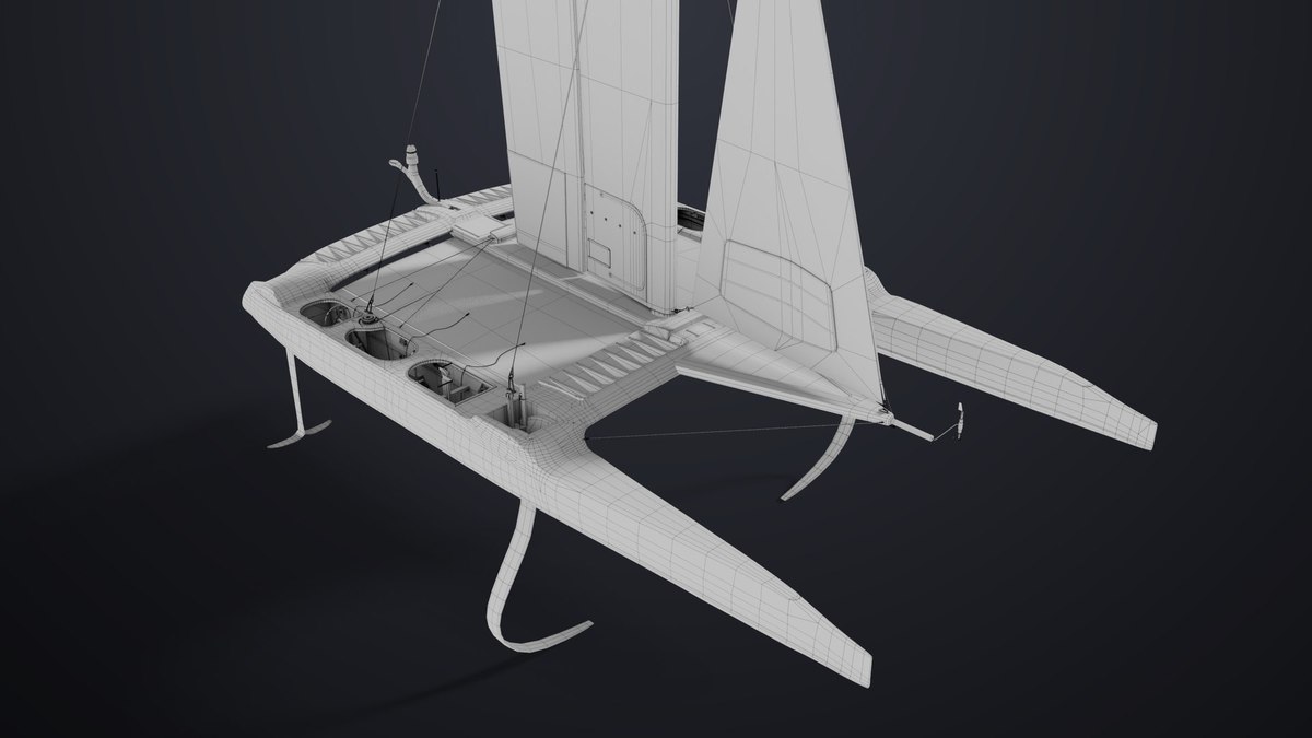 Yacht Hydrofoil Sailing Boat 02 Black URP HDRP Textures