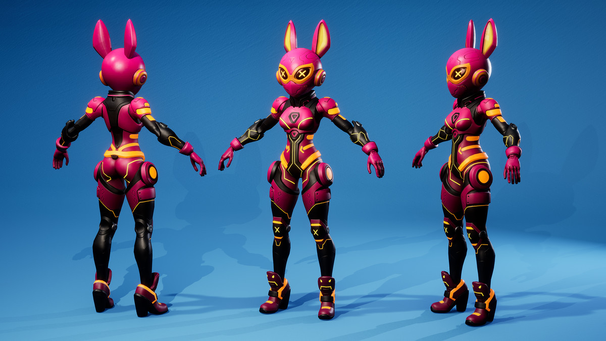 Cyber Bunny Android Sci-Fi Girl 4 – Stylized Character