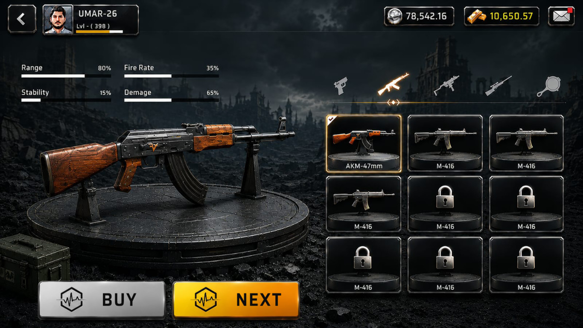 FPS Shooter Game UI Kit Complete Military HUD, Main Menu, Store, Mobile GUI