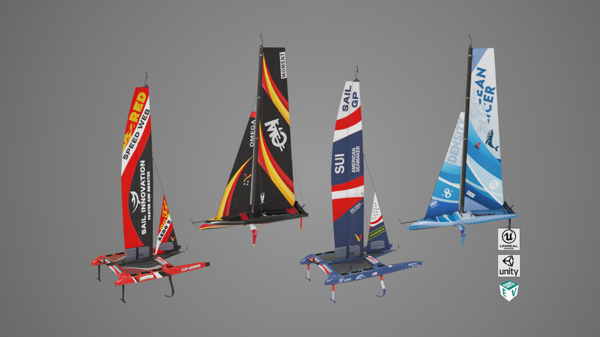 Yacht Hydrofoil Sailing Boats HDRP URP Textures