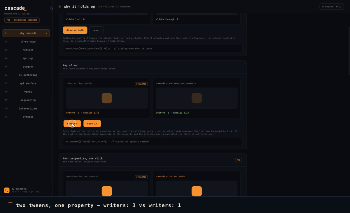 Cascade : UI Toolkit Animation, Tweens & Transitions