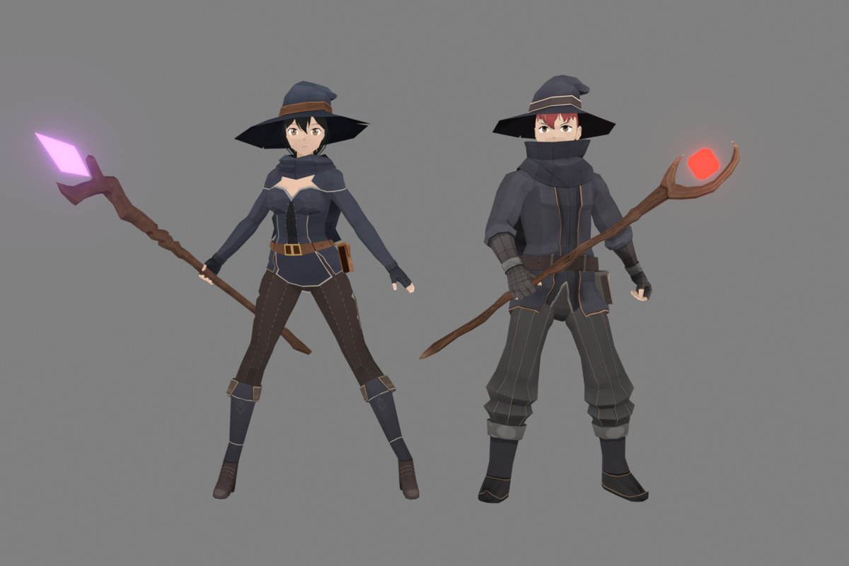Stylized Mage Pack – Low Poly Characters, Spells, Animations & VFX