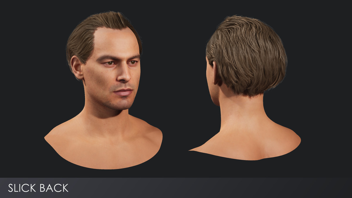 Realistic male hairstyles, pack #5 | Rigged hair, game-ready, low-poly