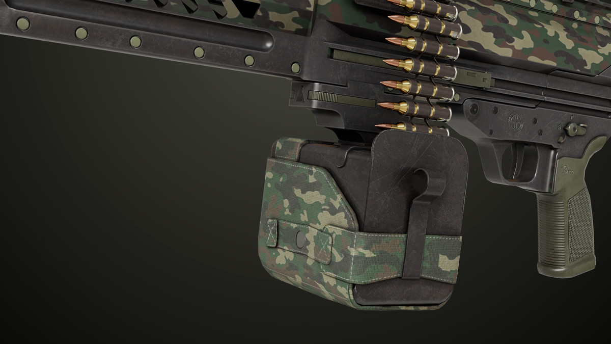Machine Gun 14 Military Green URP HDRP Textures