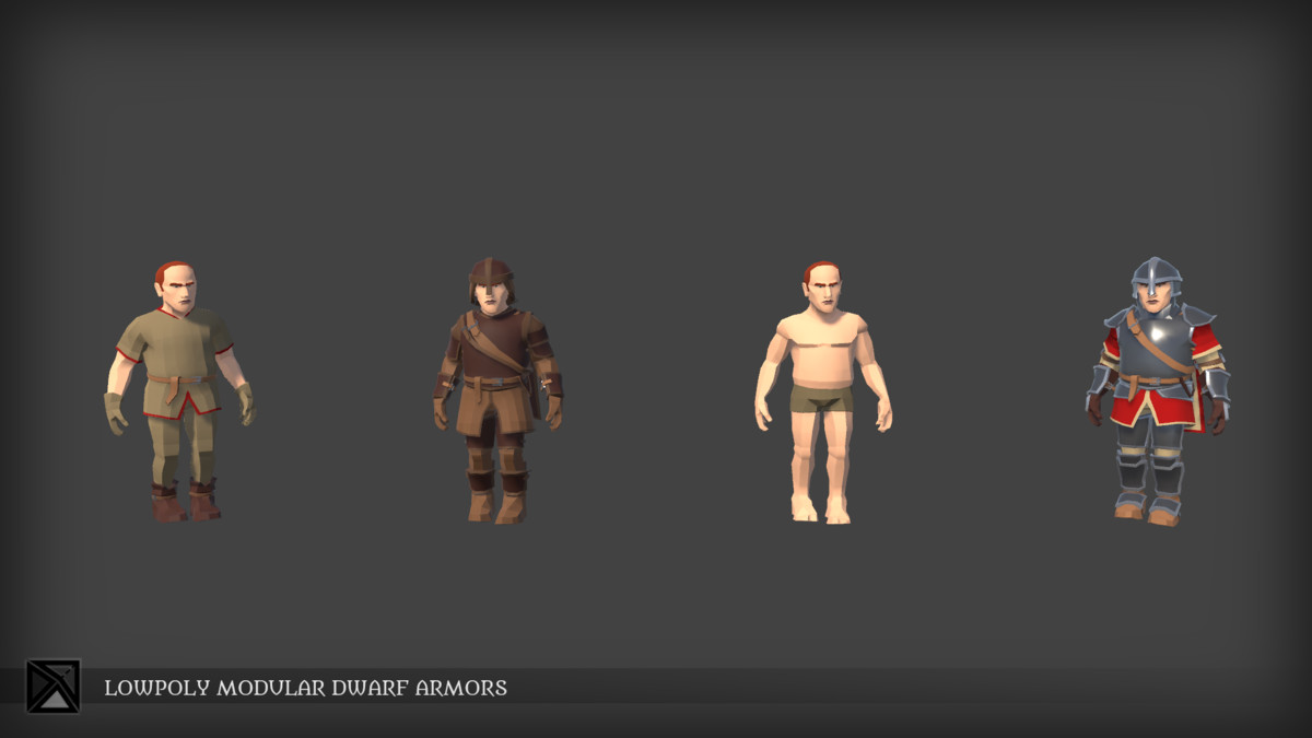Lowpoly Dwarves Modular Armors Bundle- MEDIEVAL FANTASY SERIES