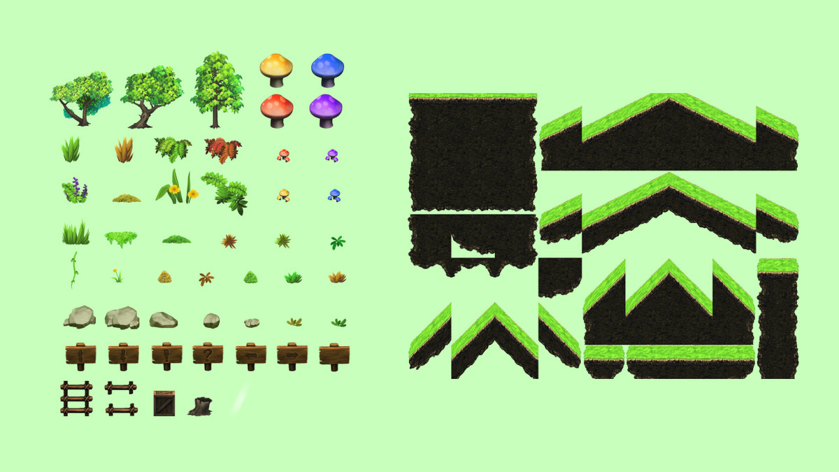 Platformer Tileset : Magic Forest