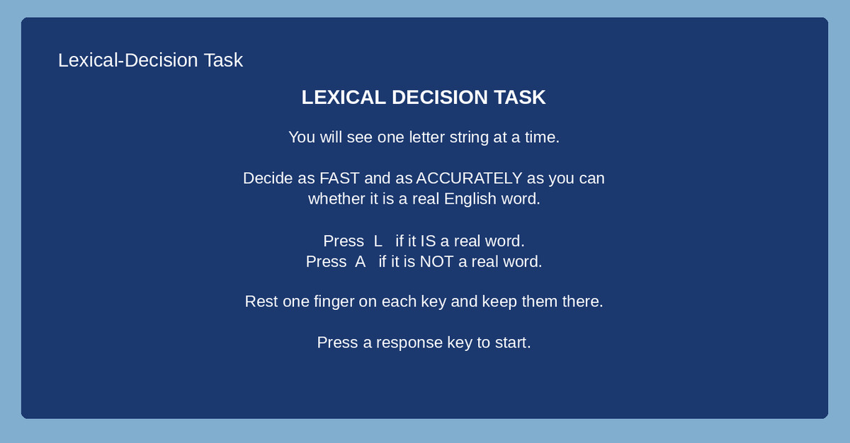 Lexical-Decision Task – Visual Word Recognition Kit