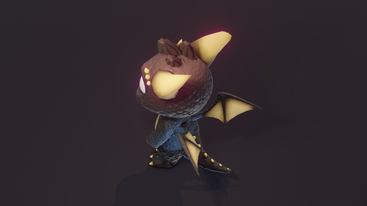 Cartoon Black Baby Dragon 3D Model & 5 Music Tracks & 36 Sound Effects