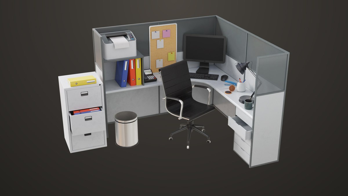 Office Desk Props Single Mat URP HDRP Textures