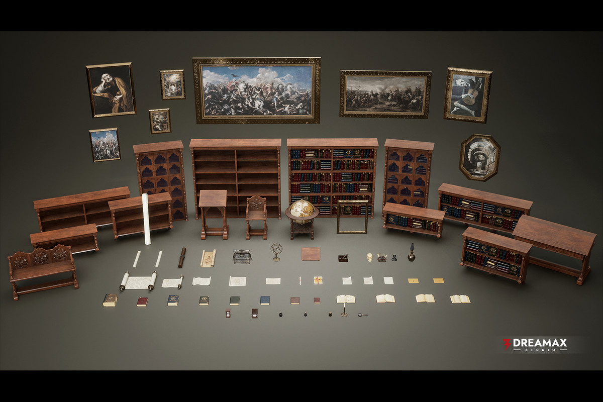 Medieval & Fantasy Library - Complete Scholar's Props Pack | Books, Scrolls