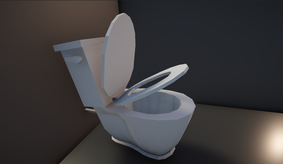 Functional Low Poly Toilet (Animated Flush + Water)
