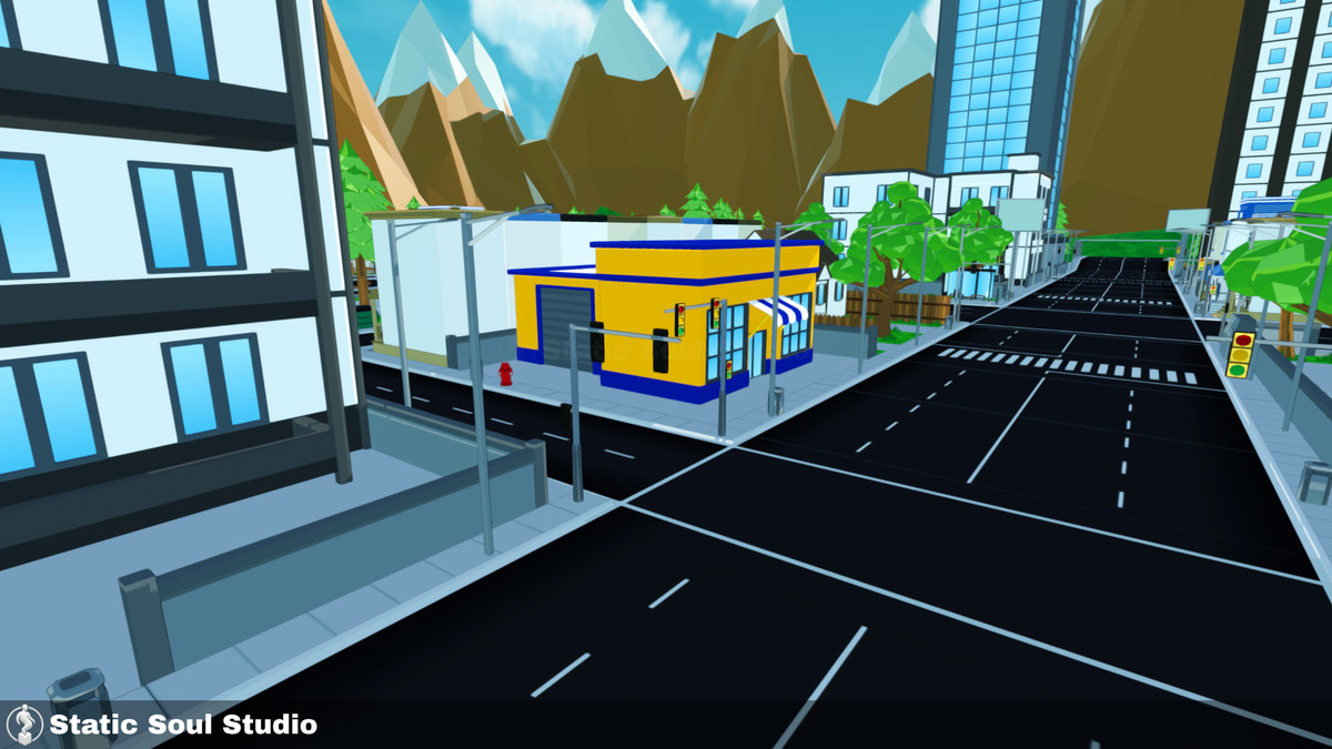 Low Poly City Pack – Modular Buildings, Roads & Props