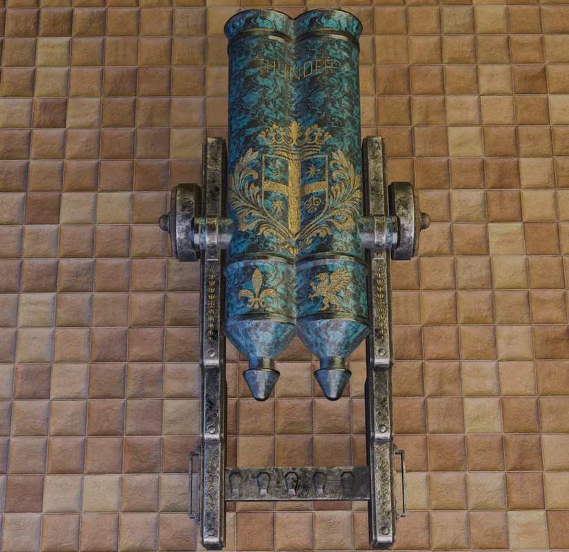 Thunderstrike Double Barrel Ornate Historical Cannon