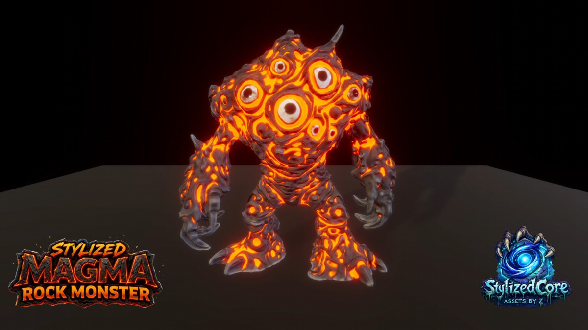 Stylized Magma Rock Monster Pack 1 – Mutant Variant (Animated, LOD, Skins)