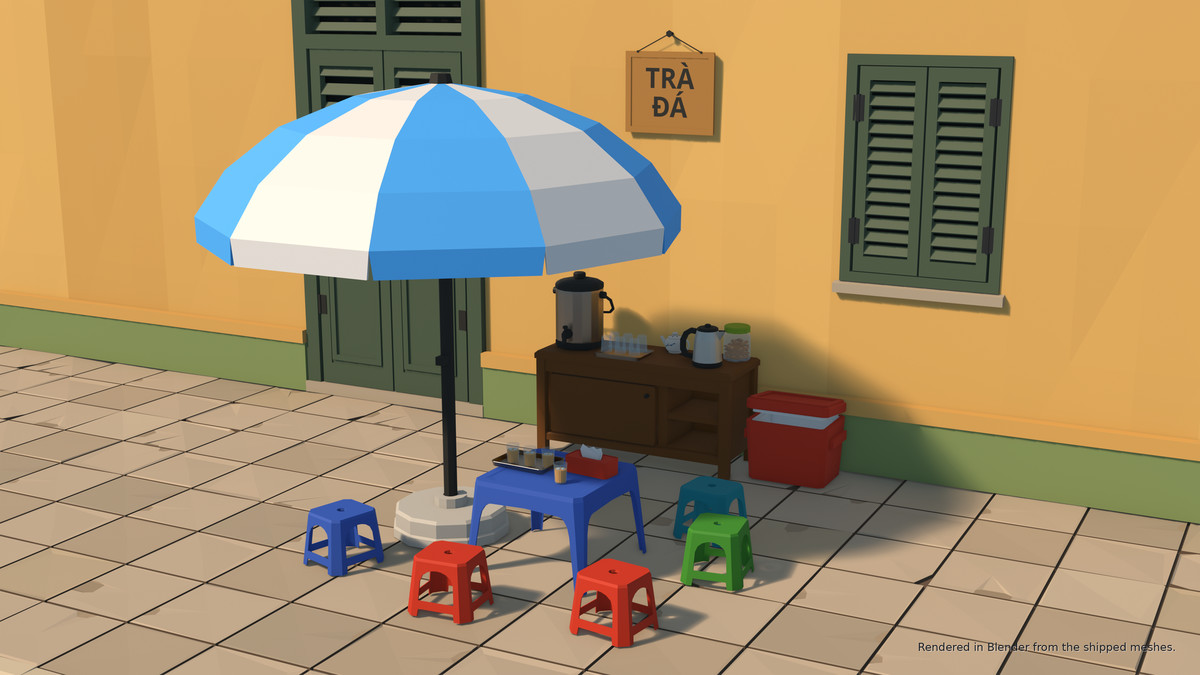 Asian Street Food Carts & Stalls: Low Poly Pack