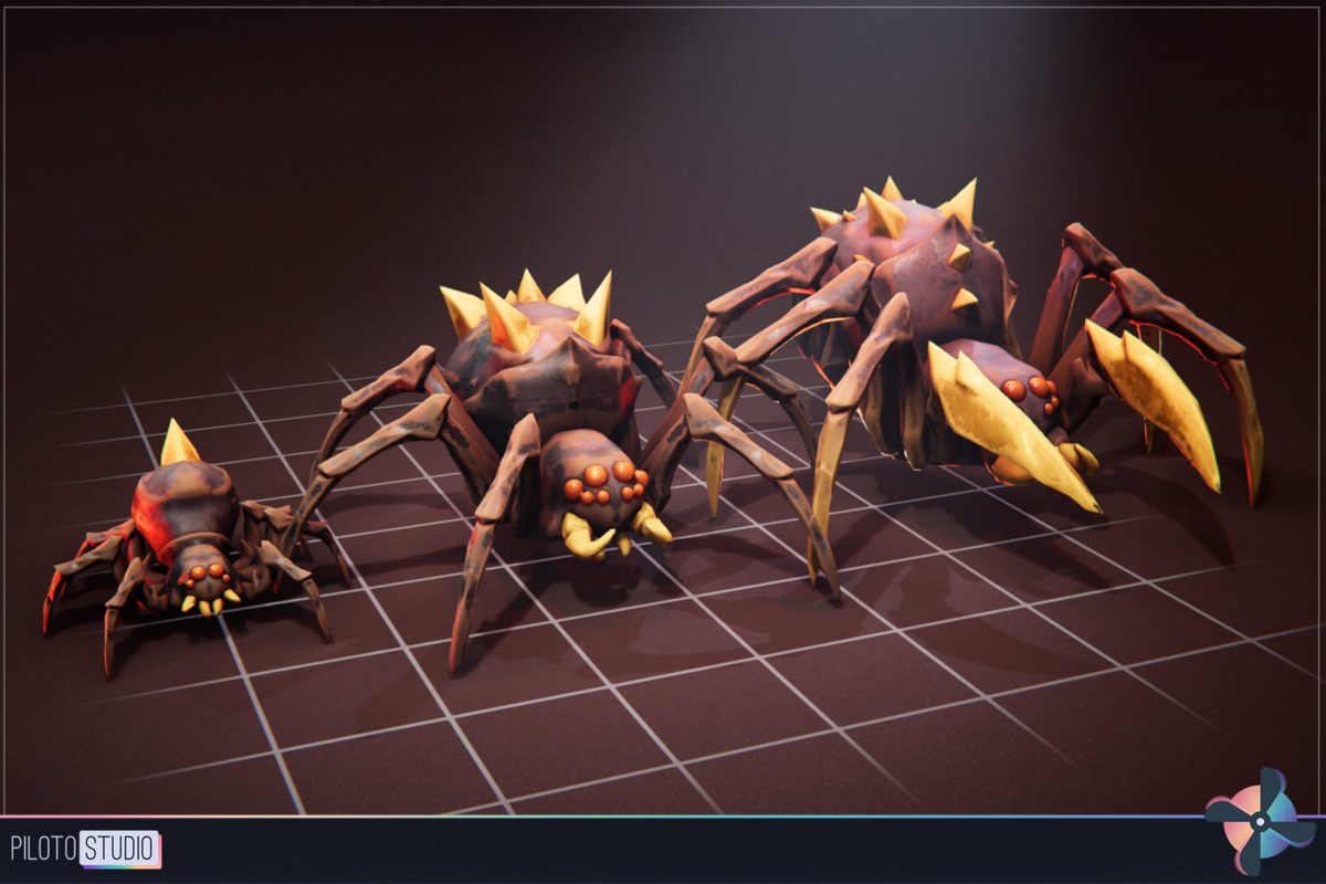 Spider Spiky - 3 Characters + Animations