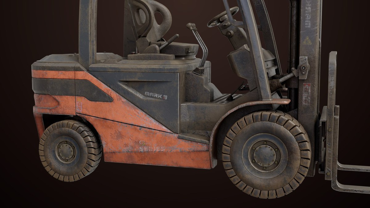Old Dusty Forklift Truck03 Orange URP HDRP Textures