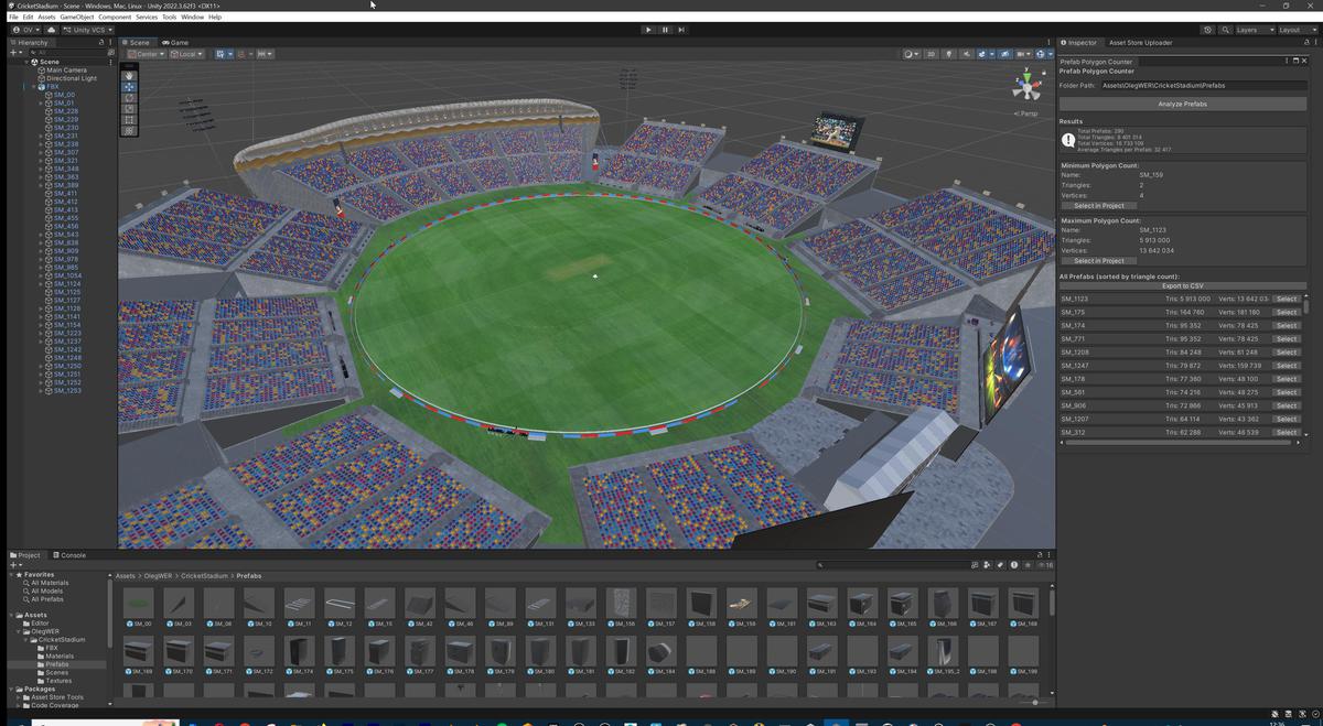 Modular Cricket Arena Stadium 3D Environment with Props