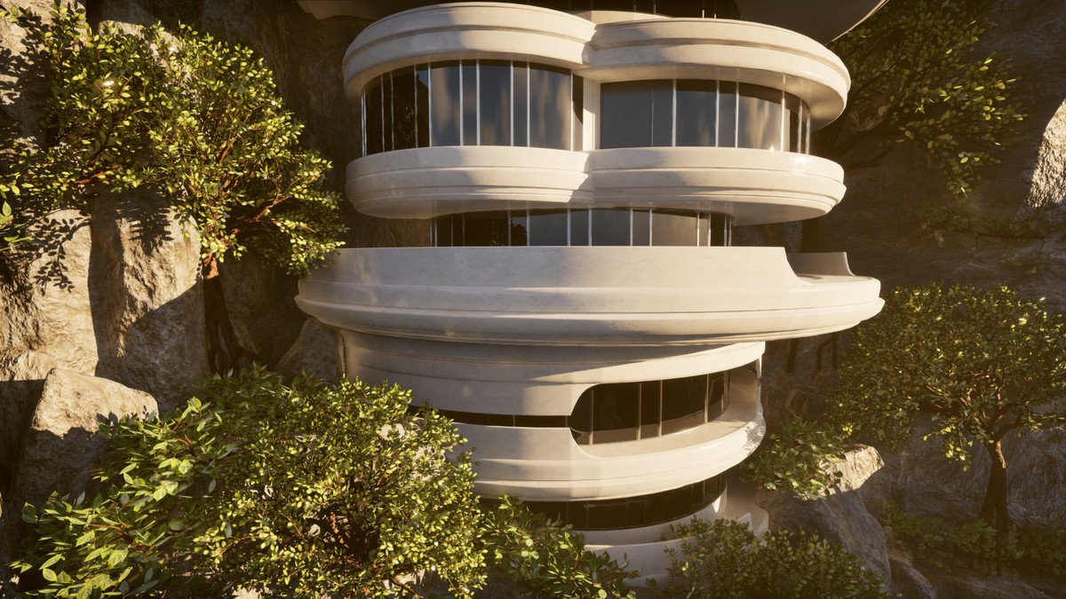 Futuristic Cliffside Habitat – Modular Sci-Fi Environment