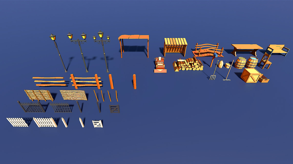 Low Poly Farm. HappyLifeville