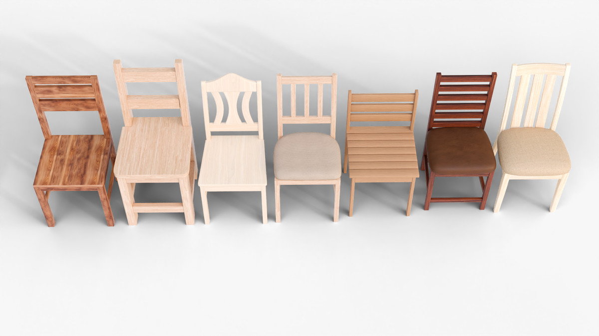 Wooden Chair Mega Pack – 7 PBR Low Poly Pack 3