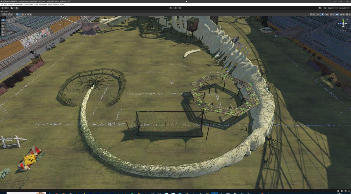 Abandoned Post-Apocalyptic Football Stadium - Modular Environment 3d Level