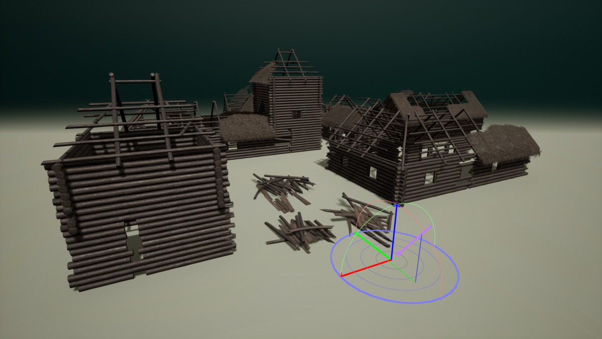 Medieval Modular Slavic Houses Building Kit (Plus Burnt versions)