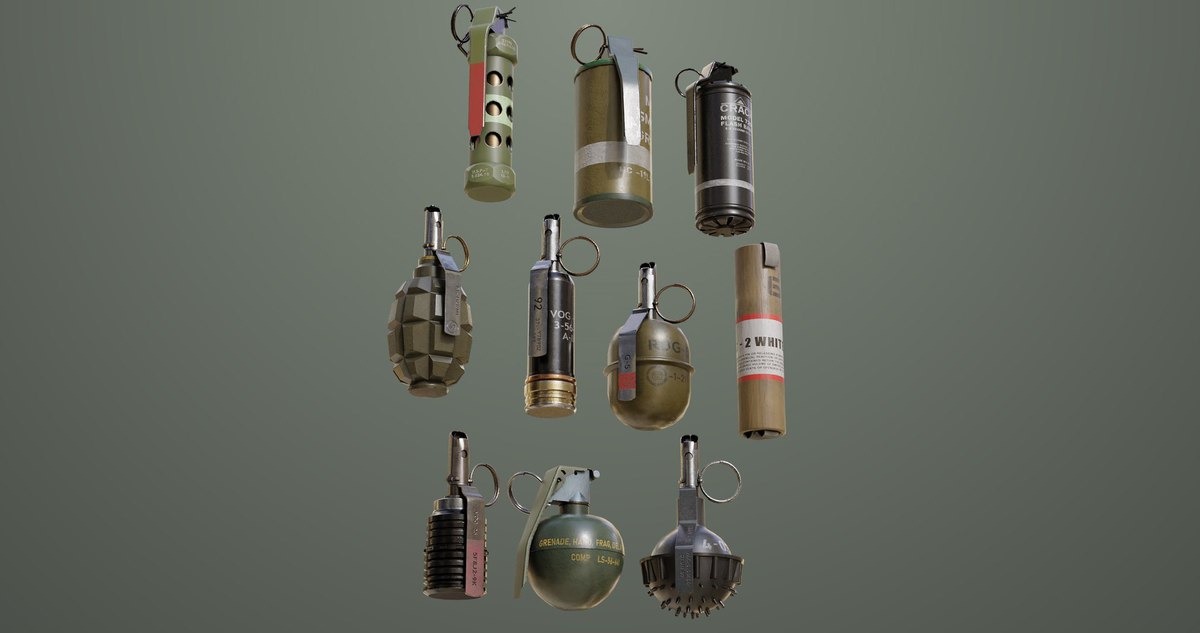 10 Grenades Single Mat URP HDRP Textures