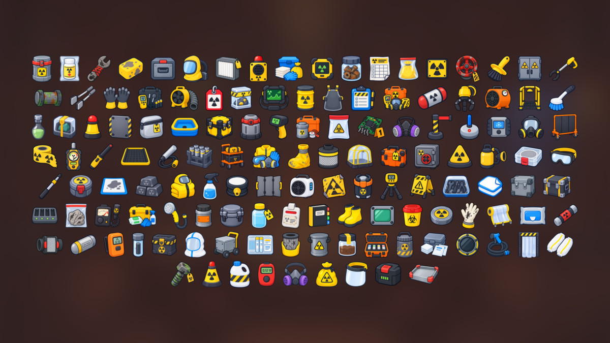 Nuclear Radiation Hazmat Decontamination Safety Icons Pack