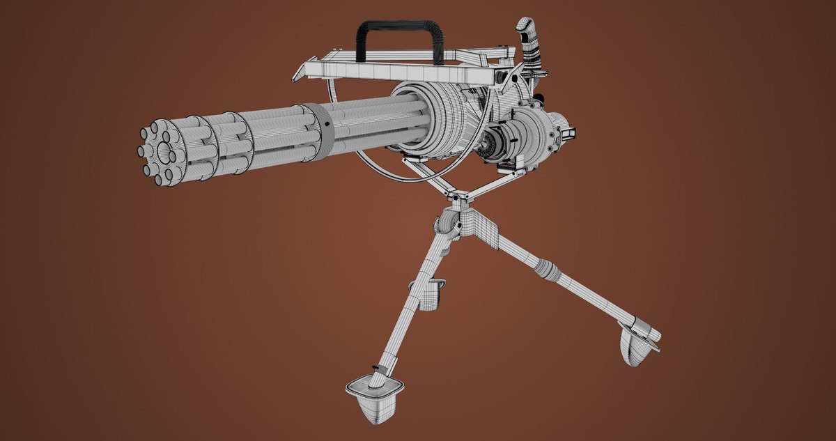 Minigun Machine Gun RED URP HDRP