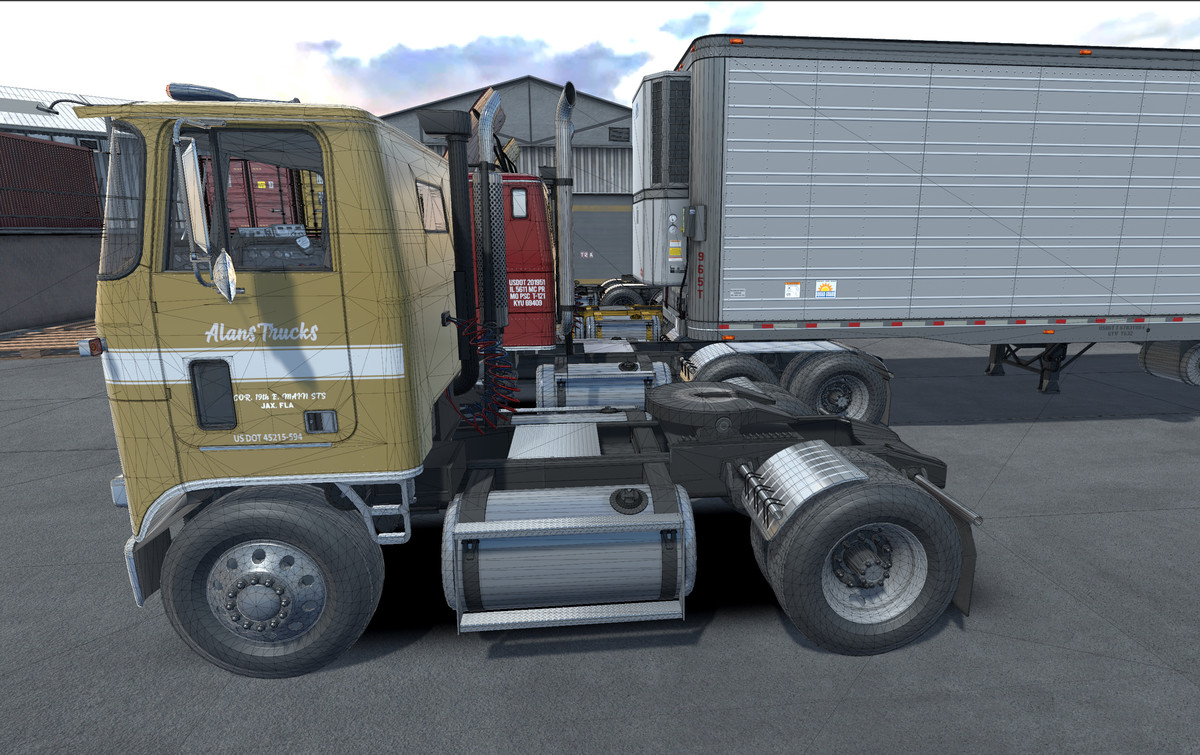 80s cabover with refrigerated trailer