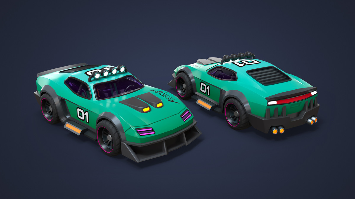 Modular Cyber Racing Cars - Low Poly 3D Models