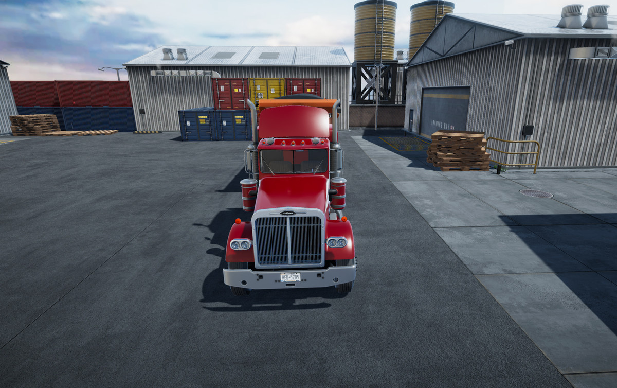 Semitruck with dump trailer