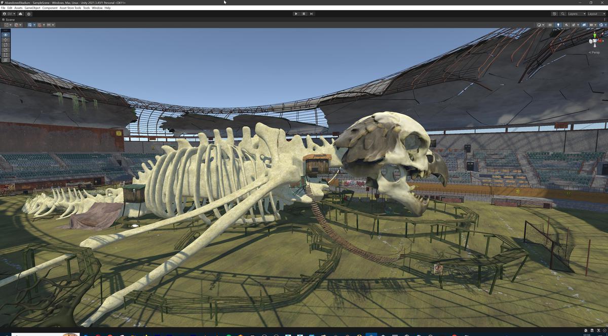 Abandoned Post-Apocalyptic Football Stadium - Modular Environment 3d Level