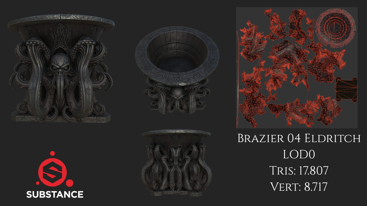 5 Dark Fantasy Braziers / Bowls