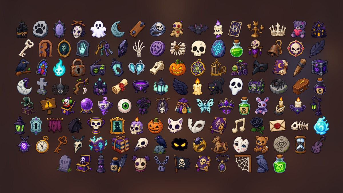 Haunted Horror Occult Spooky Magic Collectibles Icons Pack