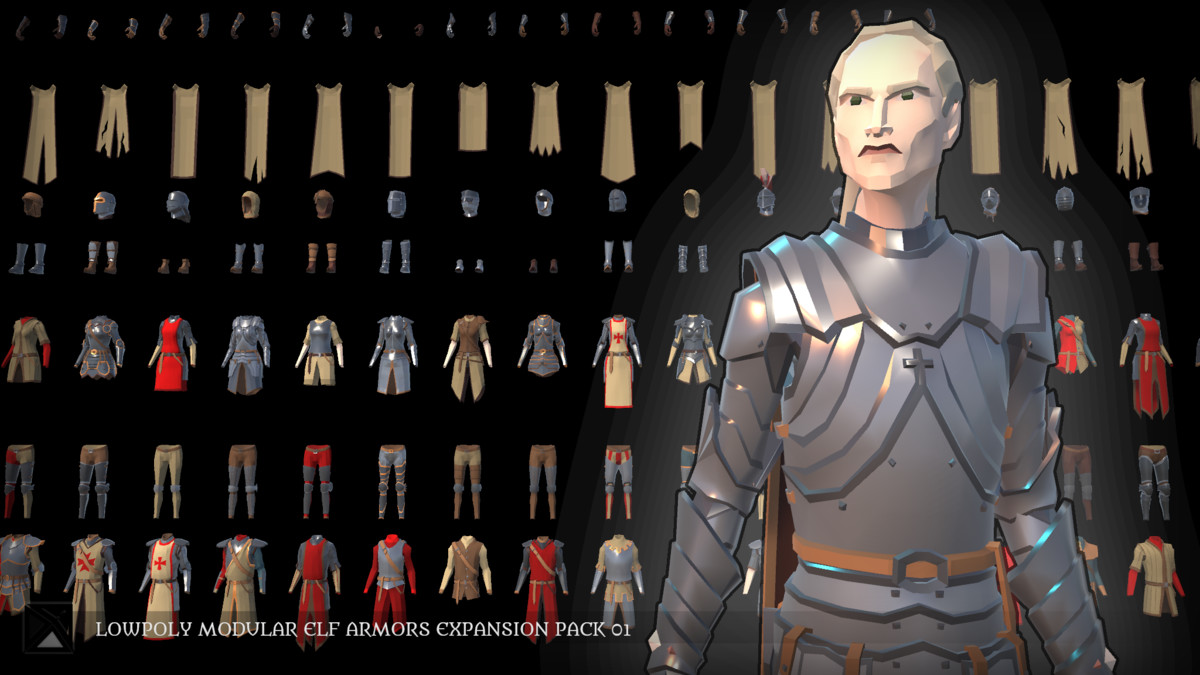 Lowpoly Elves Modular Armors Ex1 - MEDIEVAL FANTASY SERIES