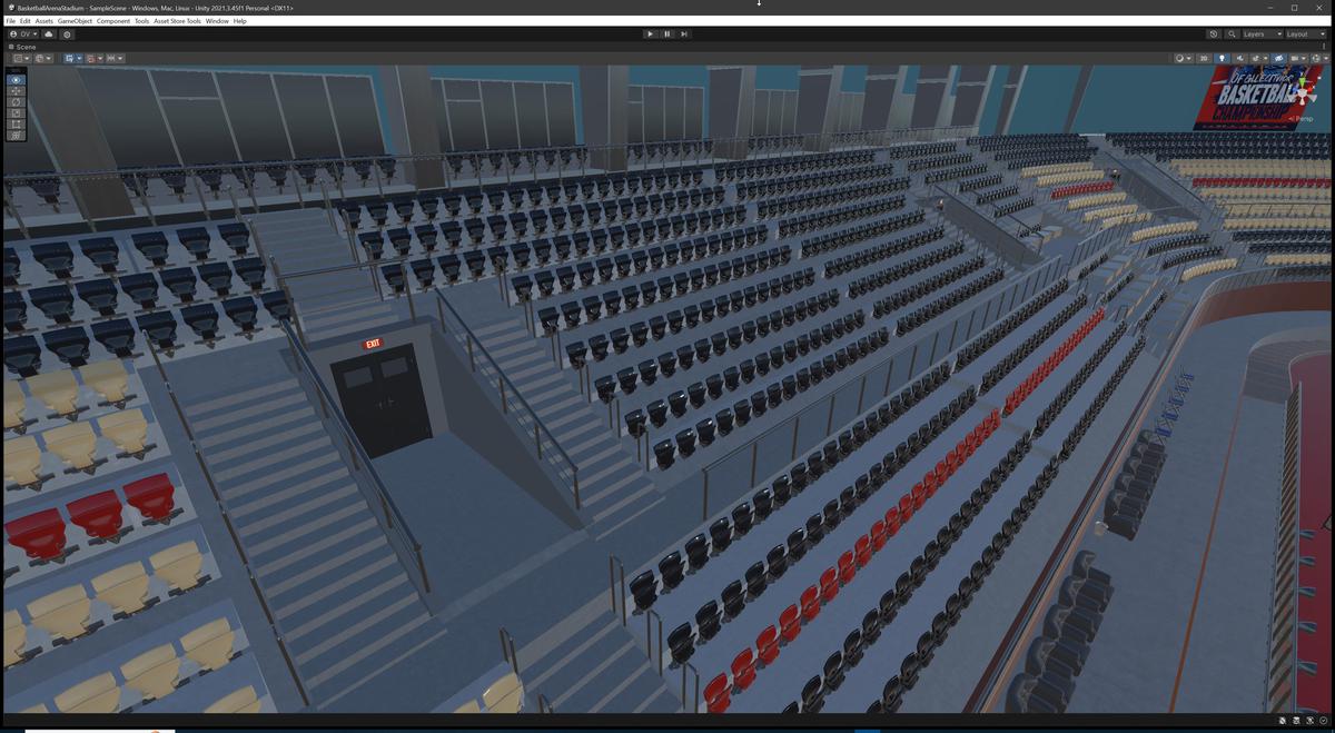 Basketball Arena Stadium Interior - Modular Environment 3D Level