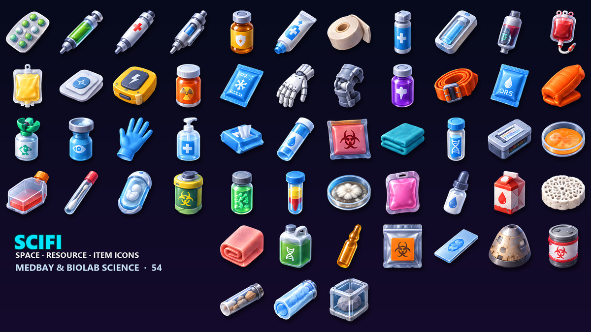 Sci-Fi Resource Icons - 286 Space Items