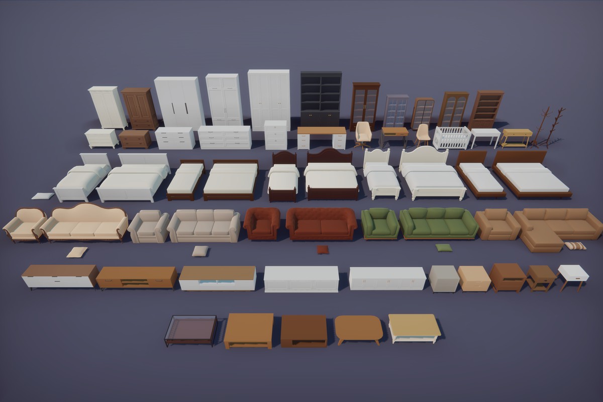 Low Poly Apartment Interior & Exterior