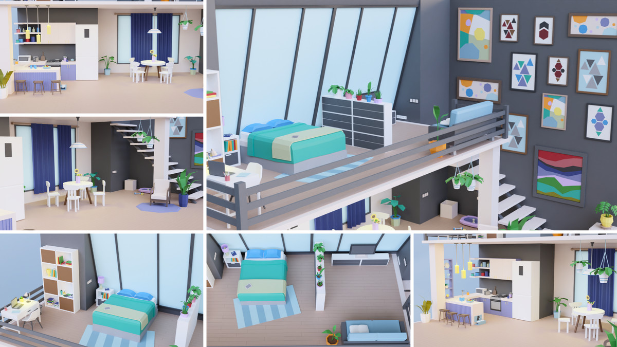 Low Poly Apartments Interiors Pack