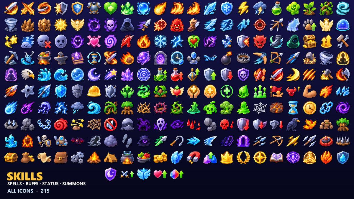 RPG Skill & Spell Icons - 215 Abilities