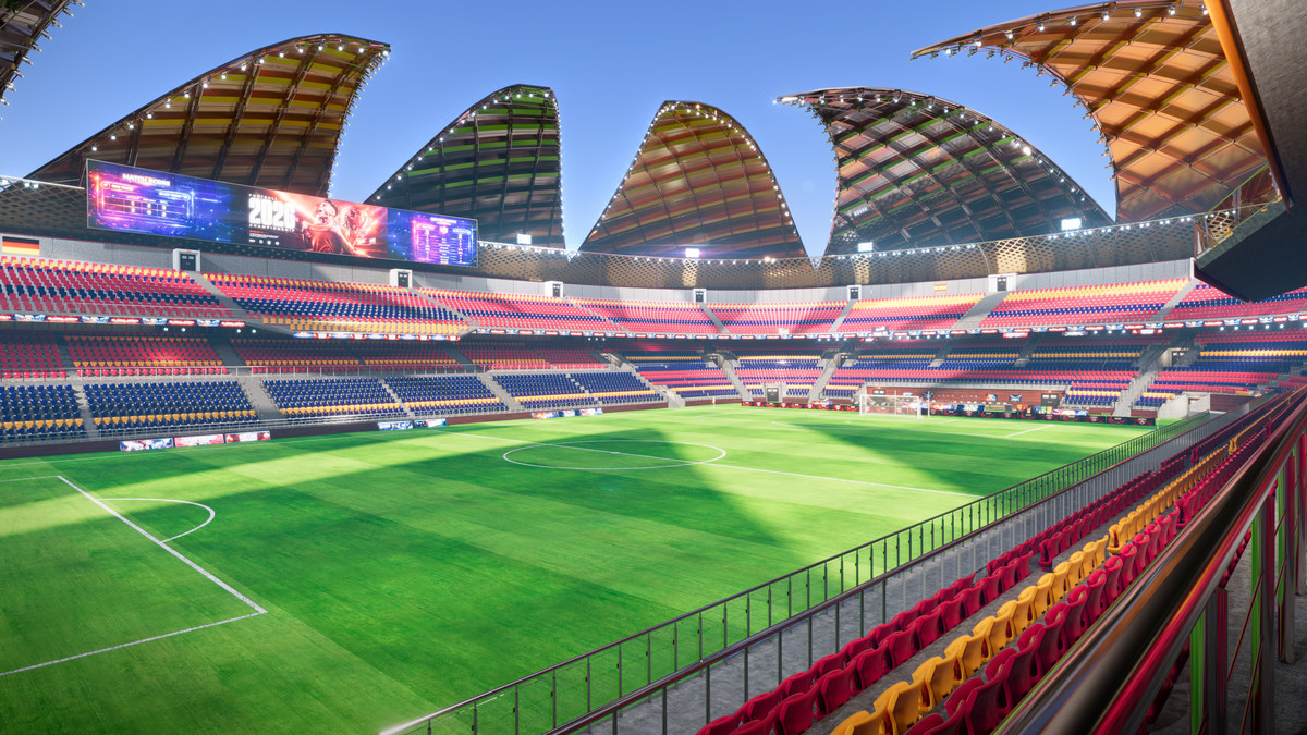 Modular Soccer Football Stadium Arena With 4 Roofs - Sport Environment 3d Level