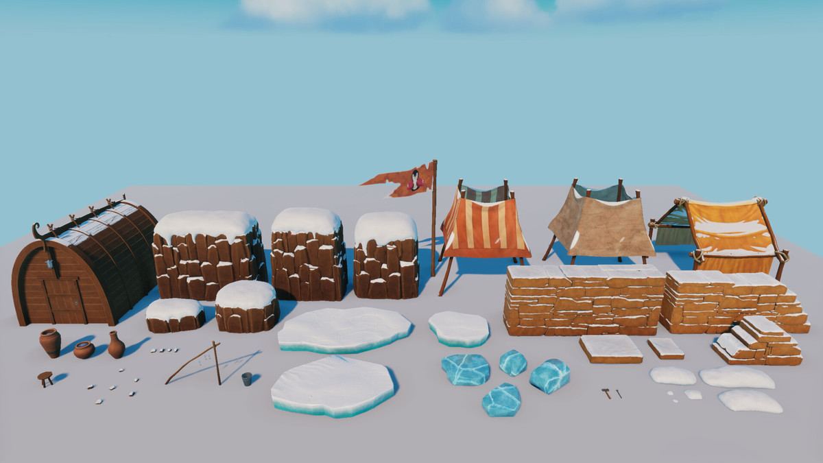 Stylized Ice Village Environment - Modular Snow Camp Pack