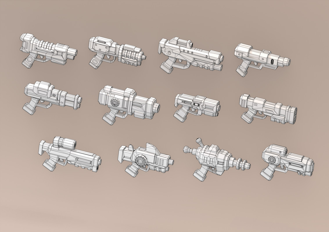Sci-Fi Low Poly Energy Blasters - Sector Alpha | Cosmic Retro