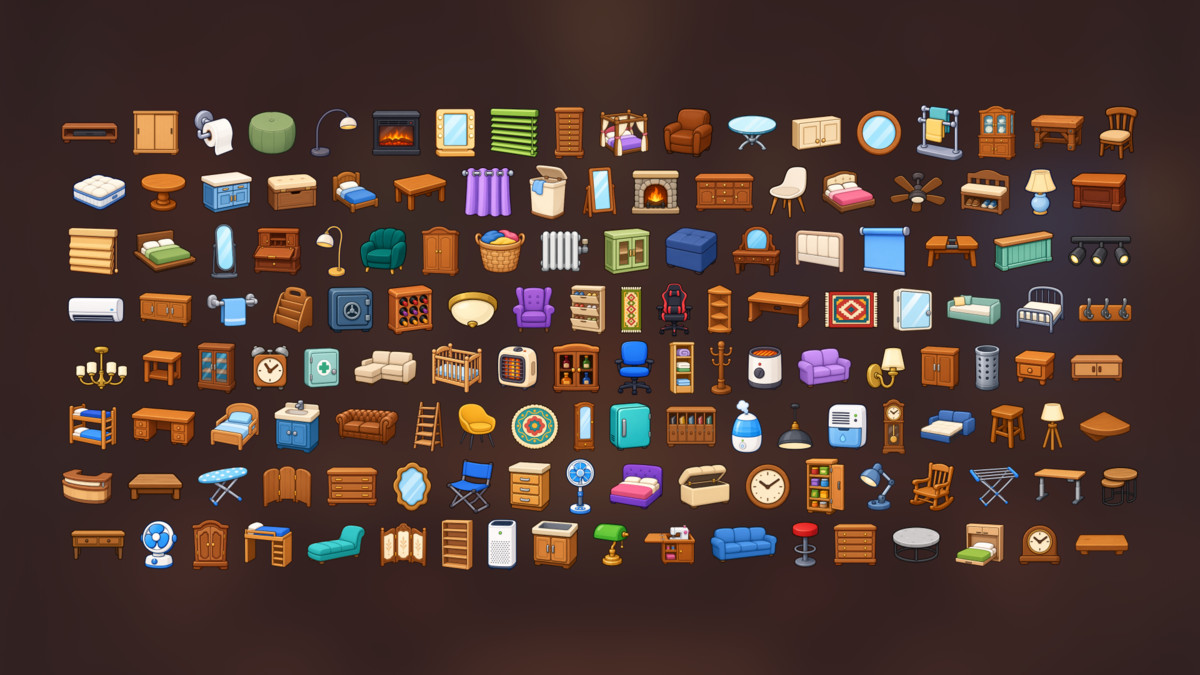 Home Furniture Interior Design Household Decor Appliances Icons Pack